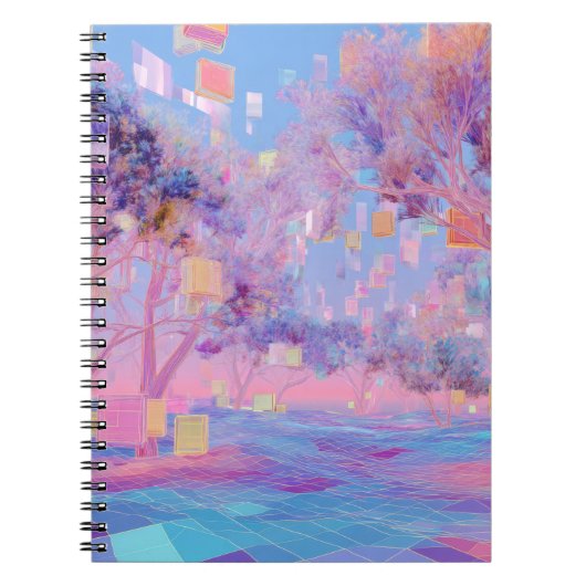 Glitchcore Pastel Dream Forest Notebook Notizblock (Vorderseite)