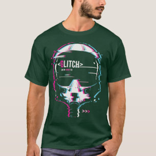 Glitched Jet Fighter Pilot Center ausgerichtet Jum T-Shirt