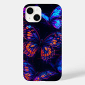 Glitched Neon Butterflies Hologram iPhone Case (Rückseite)