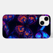 Glitched Neon Butterflies Hologram iPhone Case (Rückseite (Horizontal))