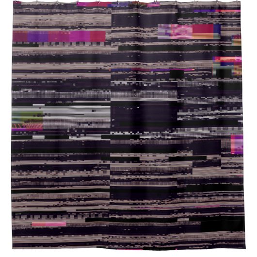 Glitched TV screen with broken pixels. Abstract fu Duschvorhang (Vorderseite)