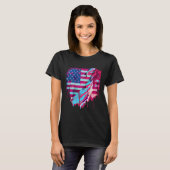 Glitched Vaporwave American Flag T-Shirt (Vorne ganz)