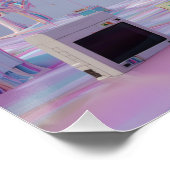 Glitchige Pinke Sakura-Park mit schwebenden Fenste Poster (Ecke)