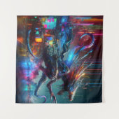 Glitching Creature, die sich vom Fernsehbildschirm Wandteppich (Vorderseite (Horizontal))