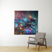 Glitching Creature, die sich vom Fernsehbildschirm Wandteppich (Beispiel)