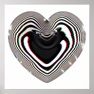 Glitchy holografischer Cyber-Herz-Aufkleber Poster