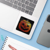 Glitchy TV Pumpkin Aufkleber (Laptop mit iPhone)