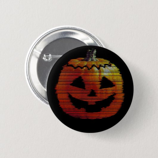 Glitchy TV Pumpkin Button (Vorne & Hinten)