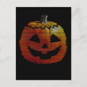 Glitchy TV Pumpkin Feiertagspostkarte