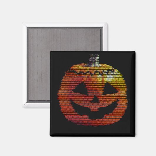 Glitchy TV Pumpkin Magnet (Vorderseite/Rückseite)
