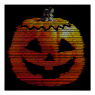 Glitchy TV Pumpkin Poster