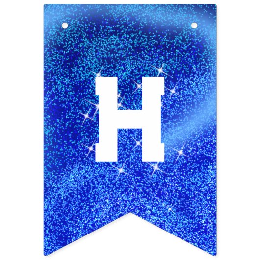 Glitering Crown Blue Birthday Banner (Zweite Fahne)