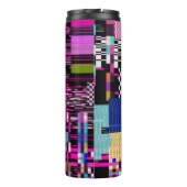 Glitted Retro VHS Bildschirm mit Flickern und gebr Thermosbecher (Rückseite)