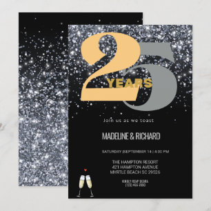Glitter 25. Jubiläumsfeier zum silbernen Thronjubi Einladung