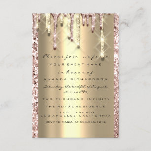 Glitter 3D-Tropfen Rose Braut-Süß 16. Gold Einladung