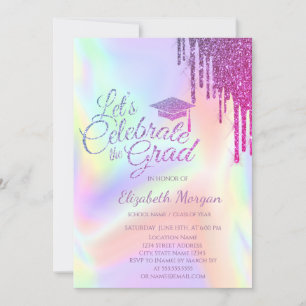 Glitter Abschlusskappe, tropft holografische Absch Einladung