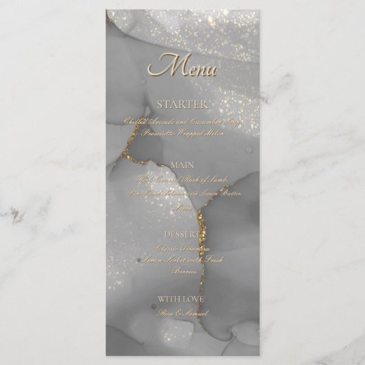 Glitter Alcohol Ink Chic Flat Menu Menükarte (Vorderseite)