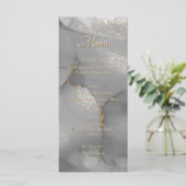 Glitter Alkohol Tinte Chic Flach Menü Menükarte (Stehend Vorderseite)