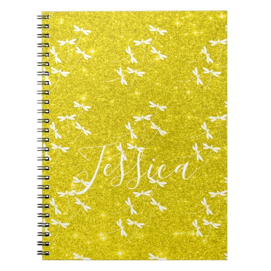 Glitter and dragonflies personalized notebook notizblock (Vorderseite)