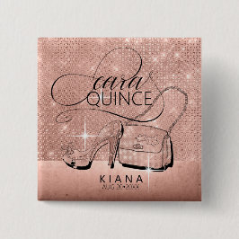 Glitter and Shine Quinceanera Rose Gold ID701 Button