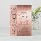 Glitter and Shine Quinceanera Rose Gold ID701 Einladung (Stehend Vorderseite)