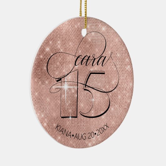Glitter and Shine Quinceanera Rose Gold ID701 Keramik Ornament (Rechts)