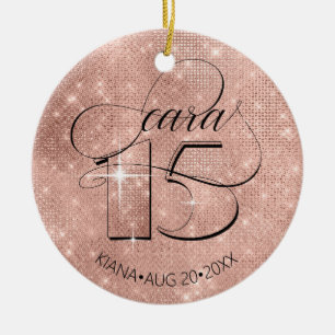Glitter and Shine Quinceanera Rose Gold ID701 Keramik Ornament