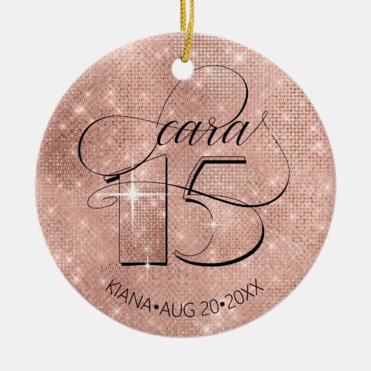 Glitter and Shine Quinceanera Rose Gold ID701 Keramik Ornament (Vorne)