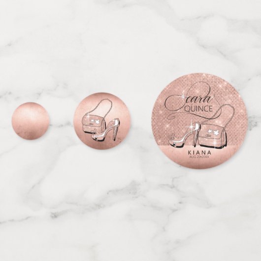 Glitter and Shine Quinceanera Rose Gold ID701 Konfetti (Rückseiten)