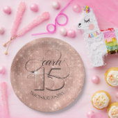 Glitter and Shine Quinceanera Rose Gold ID701 Pappteller (Party)