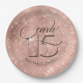 Glitter and Shine Quinceanera Rose Gold ID701 Pappteller (Vorderseite)