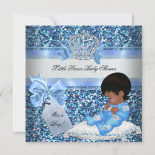 Glitter-Baby-Party Junge Blau Kleiner Prinz Kaninc Einladung