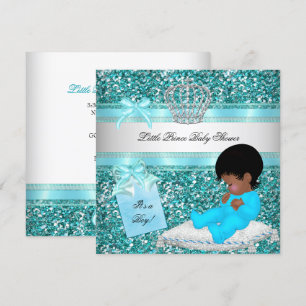 Glitter-Baby-Party Junge Teal Kleiner Prinz Krone Einladung