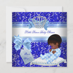 Glitter-Babyparty Junge Blau Kleiner Prinz Ethnisc Einladung