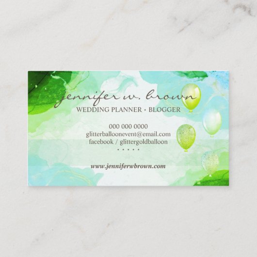 Glitter Balloons Party Event Planner glitz Visitenkarte (Rückseite)