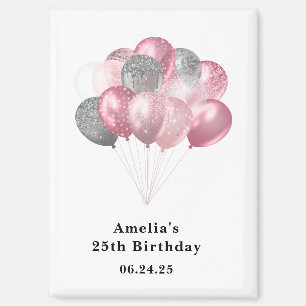Glitter-Balloons Rosa und Silber Save the Date Magnet