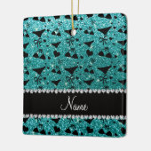 Glitter-Bikinibögen des Namerotkehlcheneies blaue Keramikornament (Links)