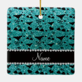 Glitter-Bikinibögen des Namerotkehlcheneies blaue Keramikornament (Rückseite)