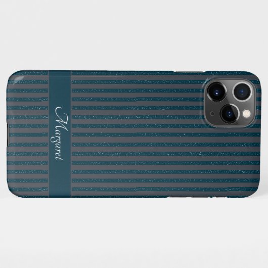 Glitter blue  | Minimal Modern Initial Monogram  iPhone Hülle (Rückseite (Horizontal))