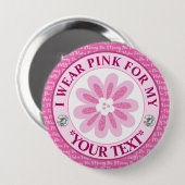Glitter-Blumen-Brustkrebs-Bewusstseins-Design Button (Vorne & Hinten)