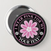 Glitter-Blumen-Brustkrebs-Bewusstseins-Design Button (Vorne & Hinten)