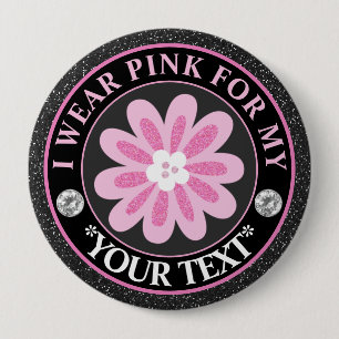 Glitter-Blumen-Brustkrebs-Bewusstseins-Design Button