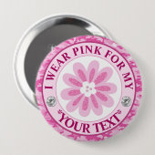Glitter-Blumen-Brustkrebs-Bewusstseins-Design Button (Vorne & Hinten)