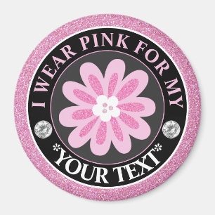Glitter-Blumen-Brustkrebs-Bewusstseins-Design Magnet