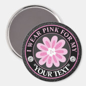 Glitter-Blumen-Brustkrebs-Bewusstseins-Design Magnet (Vorderseite/Rückseite)
