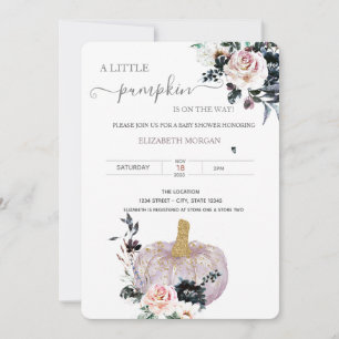 Glitter Blumenkürbis Punkte Baby Shower  Einladung