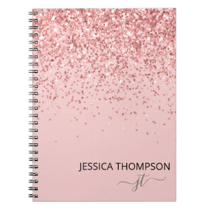 Glitter Blush Pink Simple Girly Monogram Name Notizblock