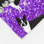 Glitter-Boston-Terrier des Nameindigos lila Fleecedecke (Ecke)
