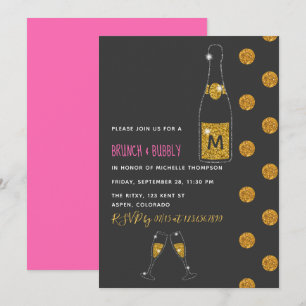 Glitter-Brunch- und Bubbly-Brautjungfern-Einladung Einladung