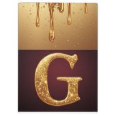 Glitter-Buchstabe G-Monogramm mit tropfender Flüss Klemmbrett (Rückseite)